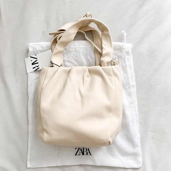 Zara Cream Soft City Bag Faux Leather Shoulder Crossbody - Picture 5 of 5